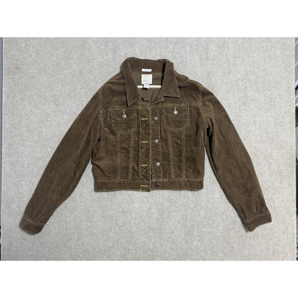 Vintage Old Navy Jacket Womens Small Brown Corduroy Stretch Button Fall 2005 Y2K - Picture 1 of 9